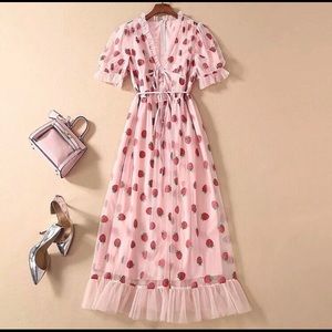 Beautiful Strawberry Sheer Dress